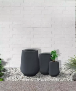 KANTE 26.5 in., 20 in. & 13.1 in. H Round Charcoal Concrete Tall Planters (Set of 3), Outdoor Indoor Large with Drainage Holes -Vigoro sales Store charcoal kante plant pots rf2015023abc c60121 4f 1000
