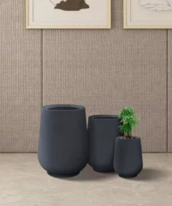 KANTE 26.5 in., 20 in. & 13.1 in. H Round Charcoal Concrete Tall Planters (Set of 3), Outdoor Indoor Large with Drainage Holes -Vigoro sales Store charcoal kante plant pots rf2015023abc c60121 76 1000