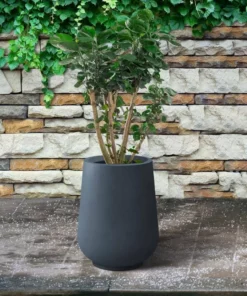 KANTE 10.63 in. x 13.78 in. Round Charcoal Lightweight Concrete and Weather Resistant Fiberglass Planter w/Drainage Hole -Vigoro sales Store charcoal kante plant pots rf2015023c c60121 44 1000