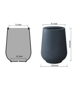 KANTE 10.63 in. x 13.78 in. Round Charcoal Lightweight Concrete and Weather Resistant Fiberglass Planter w/Drainage Hole -Vigoro sales Store charcoal kante plant pots rf2015023c c60121 4f 1000