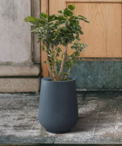 KANTE 10.63 in. x 13.78 in. Round Charcoal Lightweight Concrete and Weather Resistant Fiberglass Planter w/Drainage Hole -Vigoro sales Store charcoal kante plant pots rf2015023c c60121 76 1000