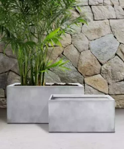 KANTE 31" and 23"L Rectangular Large Concrete Long Box Planters Set of 2, Outdoor/Indoor Strong UV Resistant w/Drainage Holes -Vigoro sales Store concrete kante plant pots rf0104ab c81921 44 1000