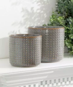 SULLIVANS Dusty Blue Ceramic Pot - Set of 2 -Vigoro sales Store dusty blue sullivans plant pots cm2978 4f 1000