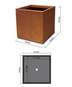 KANTE 16in.H Square Faux Weathering Steel Finish Lightweight Concrete Durable Elegant Planter w/Drainage Hole, Home and Garden 13 KANTE 16in.H Square Faux Weathering Steel Finish Lightweight Concrete Durable Elegant Planter w/Drainage Hole, Home and Garden -Vigoro sales Store faux weathering steel kante plant pots rf0001c c91942 1f 1000