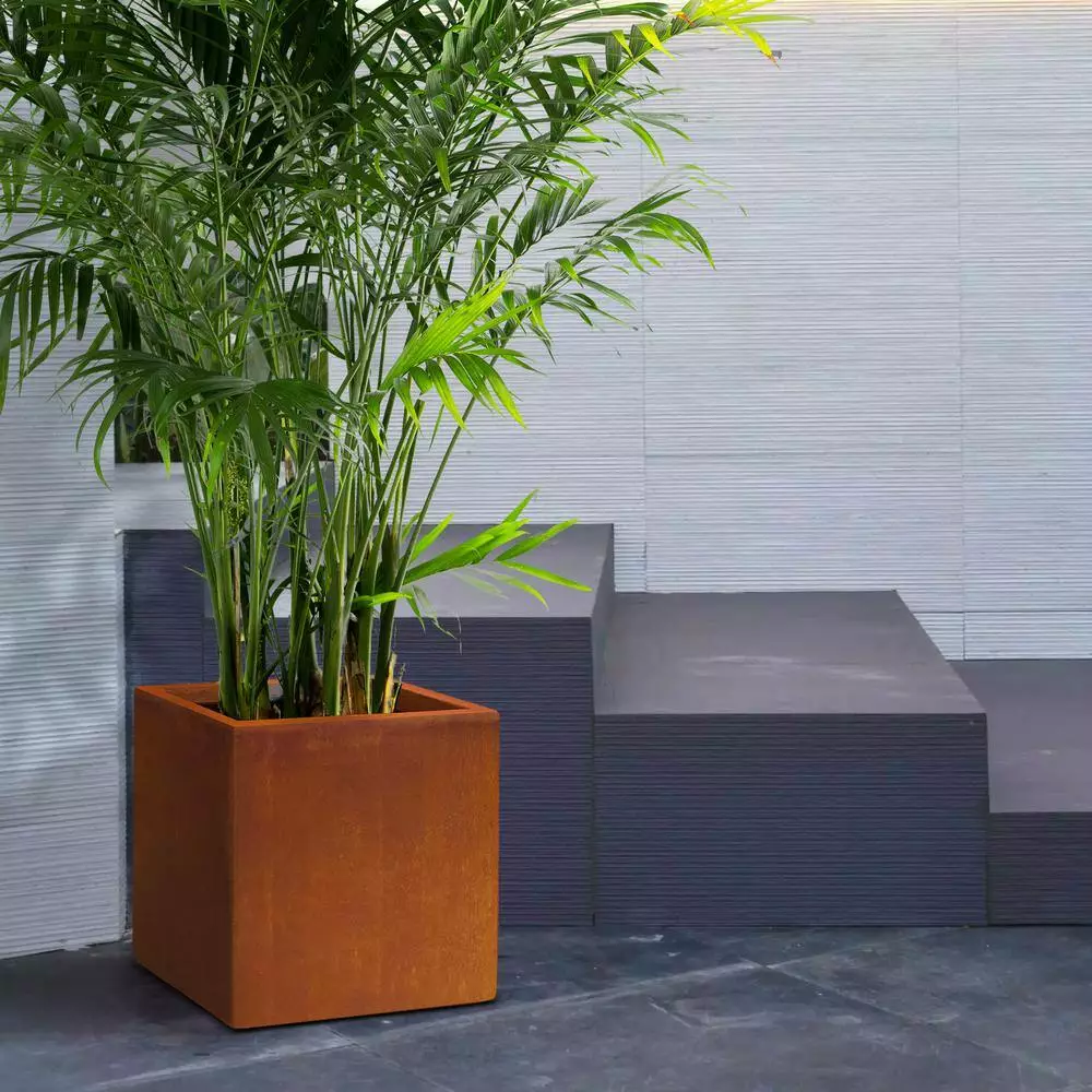 KANTE 16in.H Square Faux Weathering Steel Finish Lightweight Concrete Durable Elegant Planter w/Drainage Hole, Home and Garden 9 KANTE 16in.H Square Faux Weathering Steel Finish Lightweight Concrete Durable Elegant Planter w/Drainage Hole, Home and Garden - Image 7