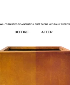 KANTE 24.4 in. H Rectangle Faux Weathering Steel Lightweight Concrete Tapered Tall Planter with Drainage Hole, Outdoor/Indoor -Vigoro sales Store faux weathering steel kante plant pots rf0004c c91942 4f 1000