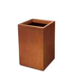 KANTE 19 in. H Faux Weathering Steel Concrete Tall Square Planter, Modern Outdoor/Indoor Lightweight with Drainage Hole
