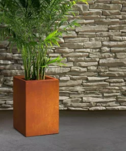 KANTE 19 in. H Faux Weathering Steel Concrete Tall Square Planter, Modern Outdoor/Indoor Lightweight with Drainage Hole -Vigoro sales Store faux weathering steel kante plant pots rf0007c c91942 76 1000