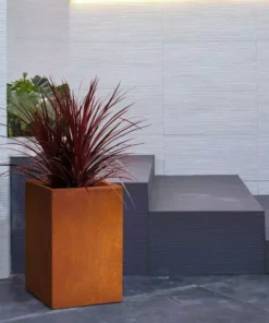 KANTE 19 in. H Faux Weathering Steel Concrete Tall Square Planter, Modern Outdoor/Indoor Lightweight with Drainage Hole -Vigoro sales Store faux weathering steel kante plant pots rf0007c c91942 fa 1000