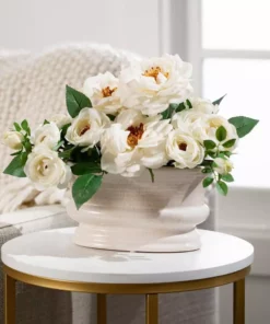 SULLIVANS Ivory Low Oval Ceramic Planter -Vigoro sales Store glaze sullivans plant pots cm2342 44 1000