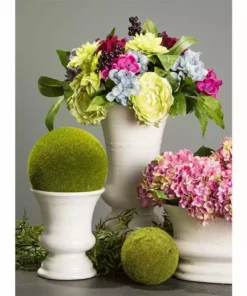 SULLIVANS Ivory Low Oval Ceramic Planter -Vigoro sales Store glaze sullivans plant pots cm2342 4f 1000