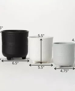 SULLIVANS Black, White & Gray Ceramic Planters - Set Of 3 -Vigoro sales Store glaze sullivans plant pots cm2970 44 1000