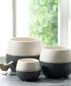 SULLIVANS Black And White Ceramic Pot - Set of 3 10 SULLIVANS Black And White Ceramic Pot - Set of 3 -Vigoro sales Store glaze sullivans plant pots cm2971 1f 1000