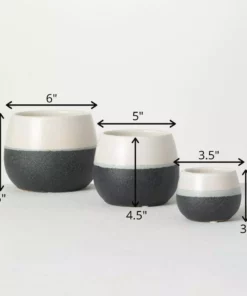 SULLIVANS Black And White Ceramic Pot - Set of 3 11 SULLIVANS Black And White Ceramic Pot - Set of 3 -Vigoro sales Store glaze sullivans plant pots cm2971 44 1000