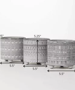 SULLIVANS Gray Geometric Print Cement Pot - Set of 3 -Vigoro sales Store gray patterned sullivans plant pots cmt1207 76 1000
