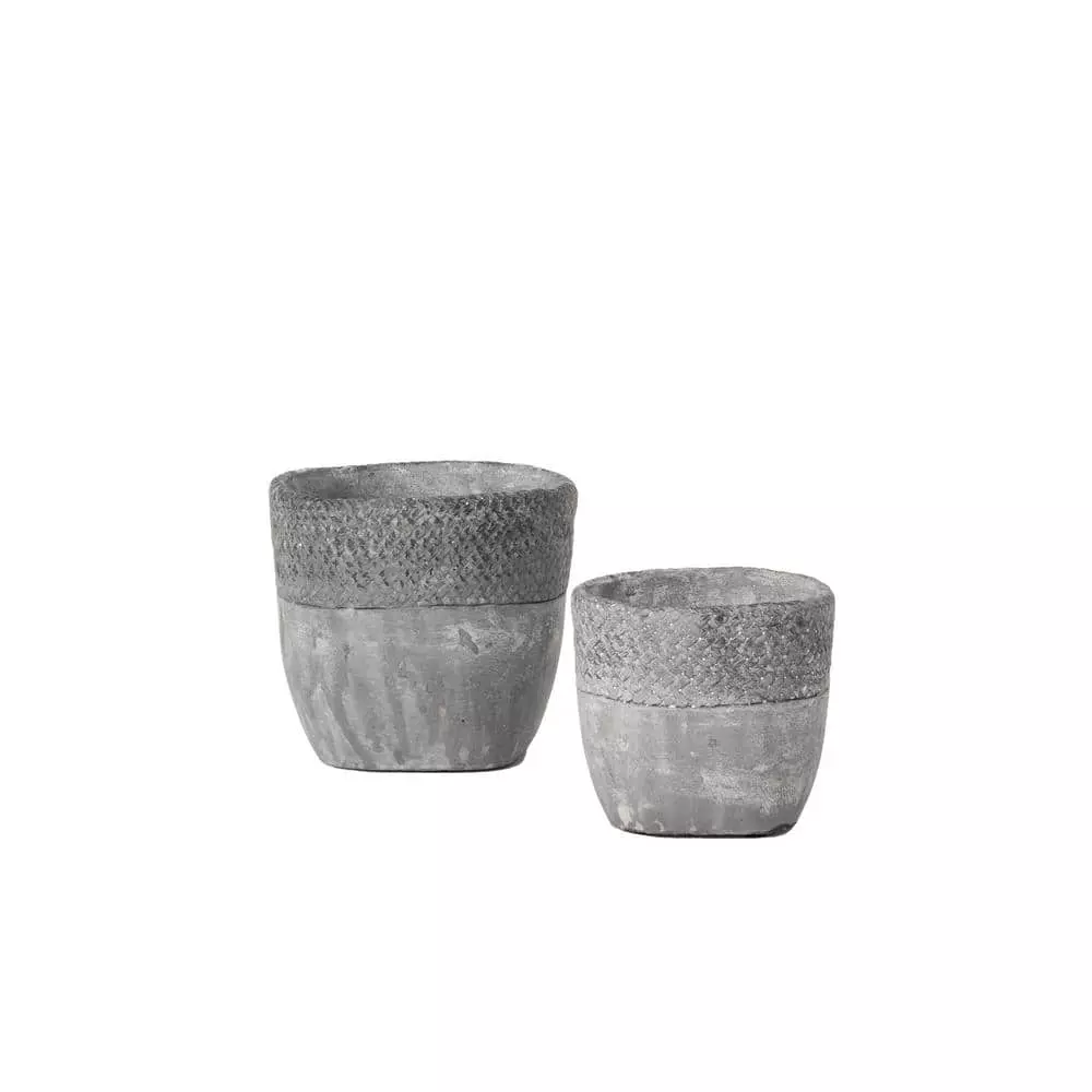 SULLIVANS Gray Cement Pot (Set of 2) 3 SULLIVANS Gray Cement Pot (Set of 2)