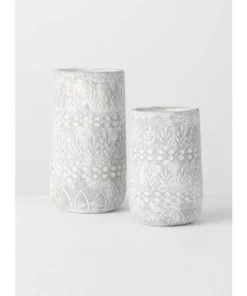 SULLIVANS Gray Cement Pot - Set of 2 -Vigoro sales Store gray sullivans plant pots cmt1189 1f 1000