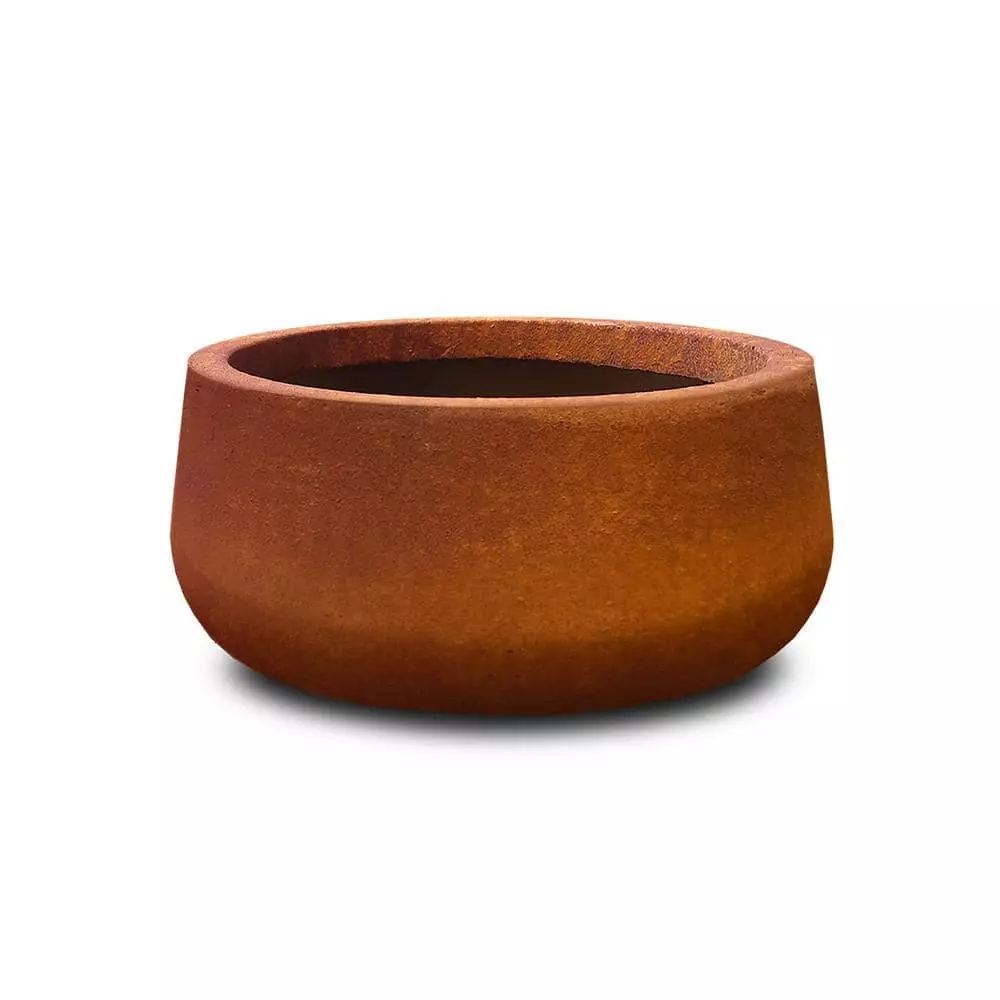 KANTE 16 in. Dia. Round Iron Oxide Concrete Bowl Planter, Outdoor Indoor Large Planter Pot with Drainage Hole 3 KANTE 16 in. Dia. Round Iron Oxide Concrete Bowl Planter, Outdoor Indoor Large Planter Pot with Drainage Hole