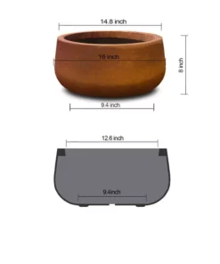 KANTE 16 in. Dia. Round Iron Oxide Concrete Bowl Planter, Outdoor Indoor Large Planter Pot with Drainage Hole 13 KANTE 16 in. Dia. Round Iron Oxide Concrete Bowl Planter, Outdoor Indoor Large Planter Pot with Drainage Hole -Vigoro sales Store iron oxide kante plant pots rc0051b c80621 c3 1000