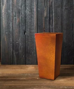 KANTE 28 in. H Iron Oxide Lightweight Concrete Tapered Planter with Drainage Hole, Large Outdoor/Indoor Tall Square Planter -Vigoro sales Store iron oxide kante plant pots rf0229a s c80621 76 1000