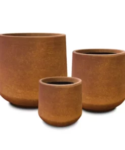 KANTE 17.3 in., 13.4 in., & 10.6 in. H Round Iron Oxide Concrete Planter (Set of 3) Outdoor Indoor Large Pots w/Drainage Holes -Vigoro sales Store iron oxide kante plant pots rf2015022bcd c80621 1f 1000