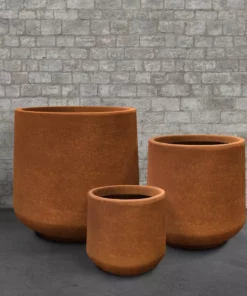 KANTE 17.3 in., 13.4 in., & 10.6 in. H Round Iron Oxide Concrete Planter (Set of 3) Outdoor Indoor Large Pots w/Drainage Holes -Vigoro sales Store iron oxide kante plant pots rf2015022bcd c80621 31 1000
