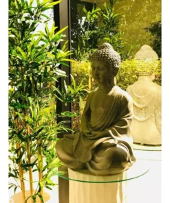 KANTE 25.6 in. H Natural Concrete/Fiberglass Indoor Outdoor Sitting Meditating Zen Buddha Statue -Vigoro sales Store kante garden statues osp141006 c80021 66 1000