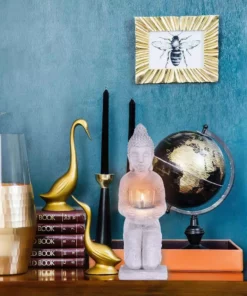 KANTE 12.8 in. H Gray Cement Buddha Tealight Candle Holder Garden Statue Ornament -Vigoro sales Store kante garden statues sx20200173 44 1000