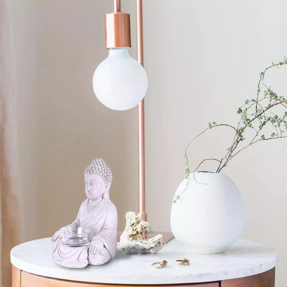 KANTE 6.5 in. H Gray Cement Sitting Buddha Garden Statue Tealight Candle Holder Ornament (2-Pack) 6 KANTE 6.5 in. H Gray Cement Sitting Buddha Garden Statue Tealight Candle Holder Ornament (2-Pack) - Image 4