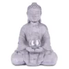 KANTE 14.17 in. H Gray Cement Meditating Buddha Garden Statue Tealight Candle Holder Ornament