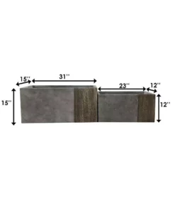 KANTE 31 in and 23 in. L Rectangular Lodgepole Concrete/Fiberglass Indoor Outdoor Elegant Long Planters (Set of 2) -Vigoro sales Store lodgepole kante plant pots osf0219ab c81051 44 1000