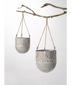 SULLIVANS Multi-Color Metal Hanging Planters (Set of 2) -Vigoro sales Store multicolor sullivans plant pots met1676 4f 1000