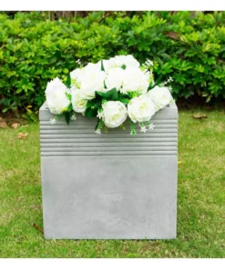 KANTE 15 in. W Square Natural Concrete/Fiberglass Indoor Outdoor Elegant Planter