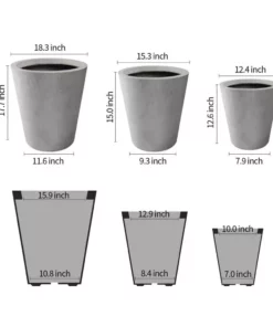 KANTE Large, Medium, Small Round Natural Finish Lightweight Concrete and Weather Resistant Fiberglass Planters (Set of 3) -Vigoro sales Store natural concrete kante plant pots rc0154bcd c80021 4f 1000