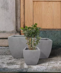 KANTE Square Natural Finish Lightweight Concrete & Weather Resistant Fiberglass Planters with Drainage Holes (Set of 3) -Vigoro sales Store natural concrete kante plant pots rf0126abc c80021 44 1000