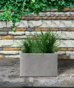 KANTE 6.89"W x 19.49"L x 15.94"H Rectangular Natural Finish Lightweight Concrete and Fiberglass Long Planter w/ Drainage Hole -Vigoro sales Store natural concrete kante plant pots rf0260a c80021 44 1000