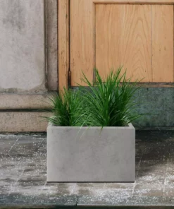 KANTE 6.89"W x 19.49"L x 15.94"H Rectangular Natural Finish Lightweight Concrete and Fiberglass Long Planter w/ Drainage Hole -Vigoro sales Store natural concrete kante plant pots rf0260a c80021 76 1000
