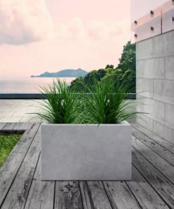 KANTE 6.89"W x 19.49"L x 15.94"H Rectangular Natural Finish Lightweight Concrete and Fiberglass Long Planter w/ Drainage Hole -Vigoro sales Store natural concrete kante plant pots rf0260a c80021 c3 1000