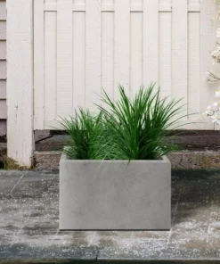 KANTE 6.89"W x 19.49"L x 15.94"H Rectangular Natural Finish Lightweight Concrete and Fiberglass Long Planter w/ Drainage Hole -Vigoro sales Store natural concrete kante plant pots rf0260a c80021 fa 1000