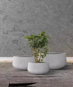 KANTE 21.6", 16.9", and 12.5"W Round Natural Concrete Elegant Planters, Set of 3 Outdoor Indoor Seamless w/ Drainage Hole -Vigoro sales Store natural concrete kante plant pots rf2015021abc c80021 44 1000
