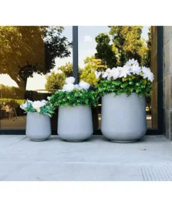 KANTE 17.3 in. Tall Natural Lightweight Concrete Footed Tulip Outdoor Round Planter (Set of 3) -Vigoro sales Store natural kante plant pots rf2015022bcd c80021 1f 1000