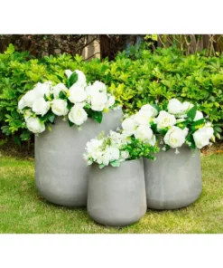 KANTE 17.3 in. Tall Natural Lightweight Concrete Footed Tulip Outdoor Round Planter (Set of 3) -Vigoro sales Store natural kante plant pots rf2015022bcd c80021 e1 1000