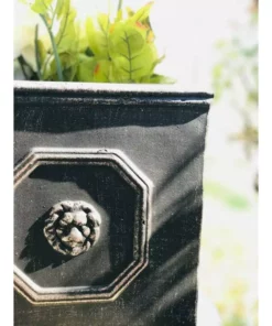 KANTE 12.6 in. Tall Oil Rubbed Bronze Lightweight Concrete Classic Square English Style Lion Head Planter -Vigoro sales Store oil rubbed bronze kante plant pots rf0172b c80201 4f 1000