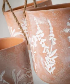 SULLIVANS Terracotta Herb Hanging Ceramic Planters - Set of 3 -Vigoro sales Store orange sullivans plant pots cm3008 c3 1000