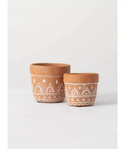 SULLIVANS Orange Cement Planter (Set of 2) -Vigoro sales Store orange sullivans plant pots cmt1180 1f 1000