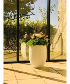 KANTE 21.7 in. H Round Pure White Concrete Indoor Outdoor Modern Tall Planter -Vigoro sales Store pure white kante plant pots osc0066a c80011 44 1000
