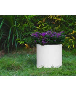 KANTE 15.8 in. W Round Pure White Concrete/Fiberglass Indoor Outdoor Modern Seamless Planter -Vigoro sales Store pure white kante plant pots osc0119c c80011 c3 1000