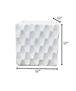 KANTE 12 in. H Square Pure White Concrete/Fiberglass Indoor Outdoor Elegant Retro Planter -Vigoro sales Store pure white kante plant pots osf0201b c80011 76 1000