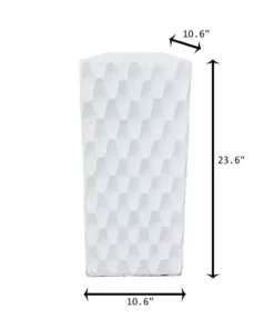 KANTE 23.6 in. H Square Pure White Concrete/Fiberglass Indoor Outdoor Elegant Retro Tall Planter -Vigoro sales Store pure white kante plant pots osf0202b c80011 76 1000