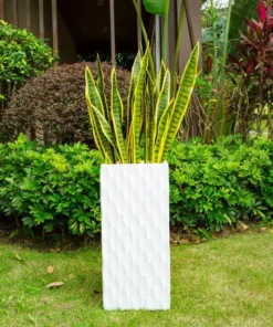 KANTE 27.6 in. H Square Pure White Concrete/Fiberglass Indoor Outdoor Elegant Retro Tall Planter -Vigoro sales Store pure white kante plant pots osf0202c c80011 1f 1000